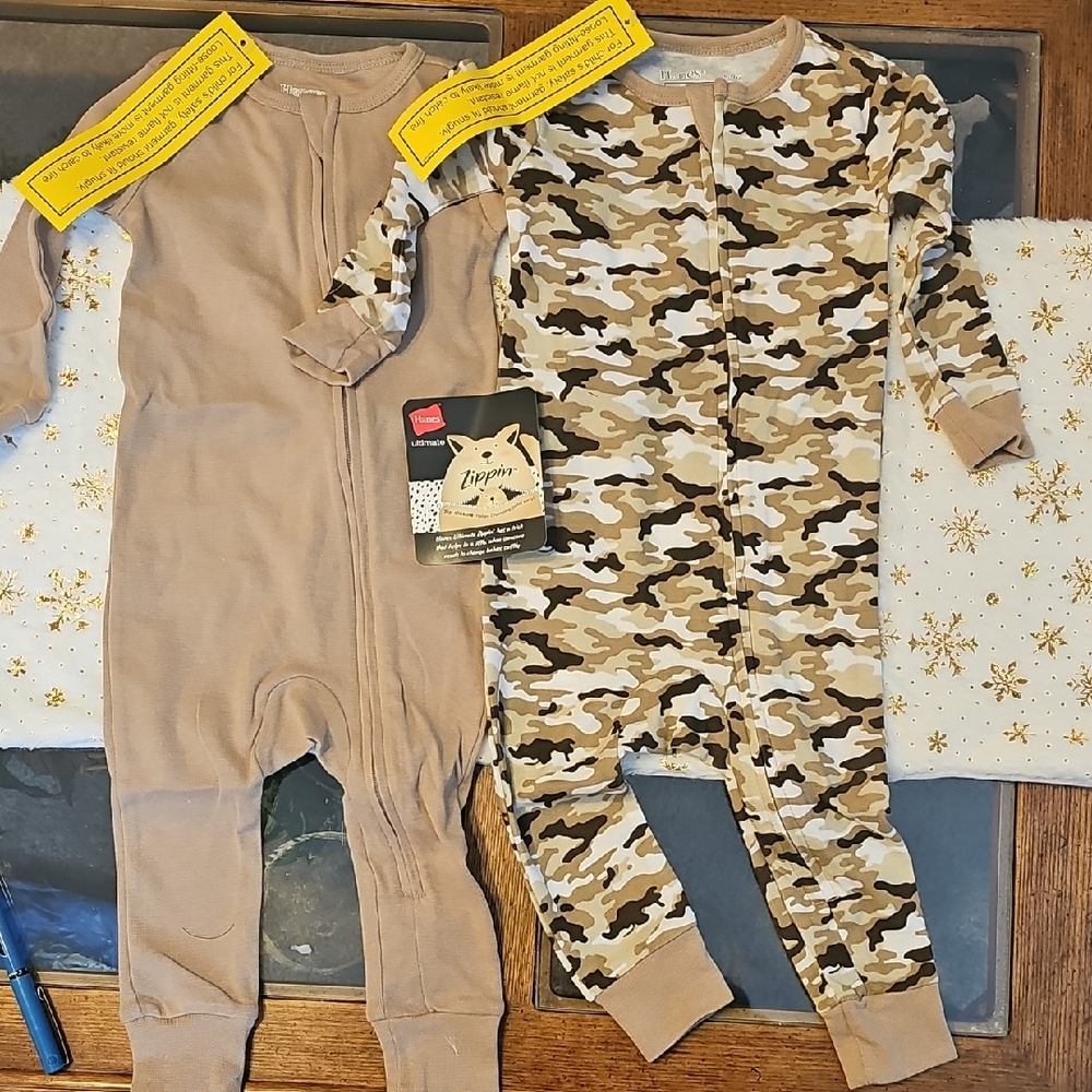 Hanes Tan and Camo Kids Onsie 2- Pack